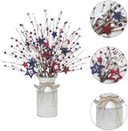 Uieke 4 Pcs 4th of July Decorations Patriotic Artificial Berry Stems Picks with Vase Red White Blue Star Shaped Berries Picks for Independence Day Party Supplies Table Home Office Party Decor - Image 6