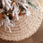 36 inch Christmas Tree Skirt: Chunky Knit Tree Skirt for 6ft Tree, Crochet Beige Small Tree Skirt, Vintage Tree Skirts, Rustic Farmhouse Christmas Decorations - Image 7