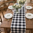 ShinyBeauty 4 Packs Black & White Plaid Table Runners 13x72”Christmas Decor - Image 5