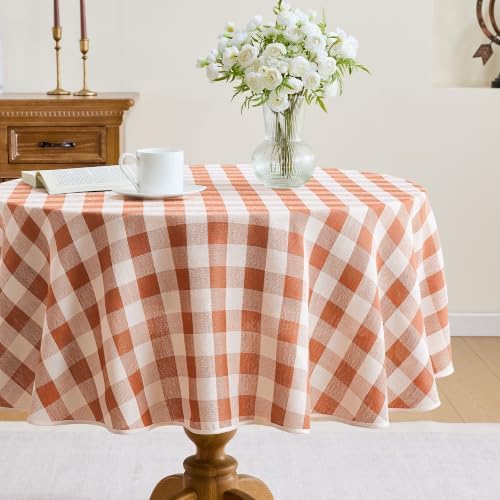 Fall Gingham Tablecloth Round 60" by Unknown