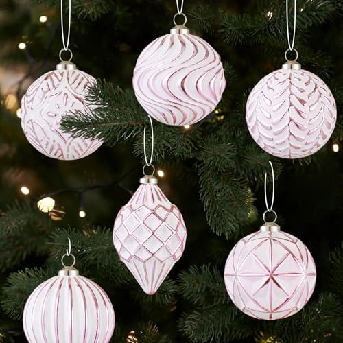 16Pcs Vintage Rustic Christmas Ball Ornaments - Large Shatterproof Neutral Christmas Ornaments Set Farmhouse Christmas Decor for Xmas Tree Home Party Holiday (Pink) - Image 4