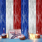 ZATAYE 8 Pack Blue Silver Red Foil Curtain Streamer Decorations - Image 5