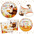 Thanksgiving Turkey Party Supplies Kit - Autumn-Themed Disposable Dinnerware Set with Plates and Napkins for 50 - for Thanksgiving Party Decoration - Image 3