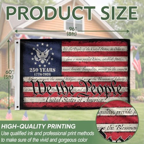 250 Anniversary USA Flag, Two-sided Design 5x8 Ft, 250th Anniversary Flag 3 - Image 2