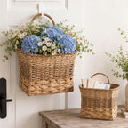 11.6 & 9.6 Inch Set of 2 Handwoven Wicker Hanging Baskets, Boho Wall Decor by Romooa