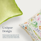 Phantoscope Pack of 2 Happy Easter Throw Pillow Covers - Tassel Trimmed Printed Colorful Flowers and Rabbits Spring Farmhouse Decorative Easter Pillows, Light Green, 18x18 Inches - Image 5