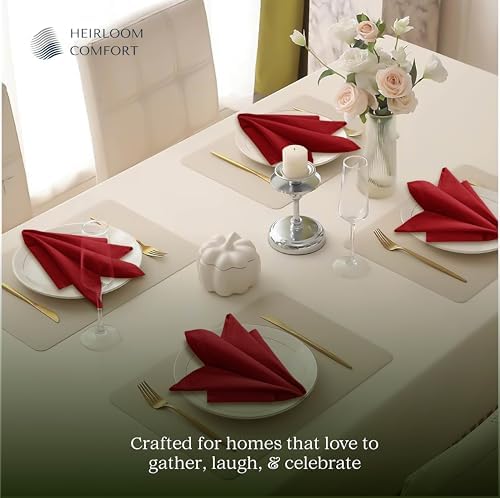 Multi Color Cloth Napkins 18x18 Inch - Set of 12-100% Cotton, Soft, Reusable - Perfect Hotel Quality Napkin for Table, Dinner, Weddings, Everyday Dining - Orange, Red, Forest Green - Image 6