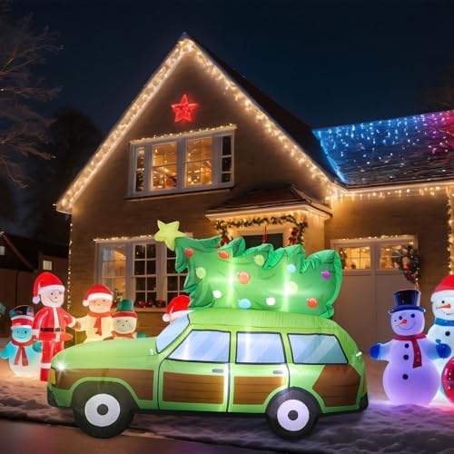 Vihose 8FT Christmas Station Wagon Inflatable with LED Lights for Yard - Image 3