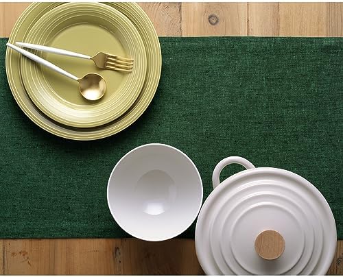 Solino Home 100% Pure Linen Table Runner Green Long, Athena 14 x 120 in - Image 3