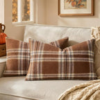MIULEE Fall Plaid Decorative Lumbar Pillow Covers Set of 2 12x20 Brown by MIULEE