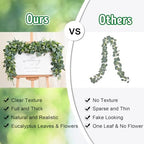 Waipfaru 8Pcs Eucalyptus Garland, 5.9FT Greenery Garland, Green Garland with Flowers, Artificial Faux Silver Dollar Eucalyptus Leaves Vines for Table Home Wedding Mantle Party Indoor Outdoor Decor - Image 3