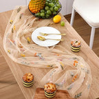 Boao 3 Pcs Wildflower Table Runner Embroidery Tulle Spring Summer Table Runner 120 Inch 10 ft Kitchen Dining Decoration for Wedding Baby Shower Bridal Shower Home Decor Birthday Party (Champagne) - Image 5