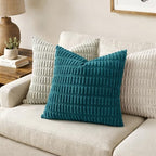 MIULEE Euro Sham Corduroy Decorative Throw Pillow Covers 24x24 Teal - Image 3