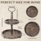 Horse Rustic Wooden Tiered Tray, 18.5x12.5 2 Tier Farmhouse Decor Cupcake Stand, Round Serving Tray for Home Kitchen Shelf Dinning Table Seasonal & Independence Day,Halloween,Christmas Decorations - Image 2