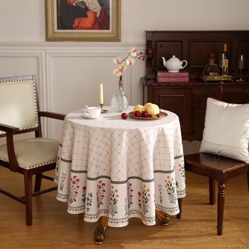 ISAENNE Designer French Round Elegant Tablecloth,Diameter 67" - Image 3