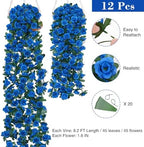 BLEUM CADE 12Pcs 16.4Ft Fake Flower Garland Artificial Rose Vines - Image 2