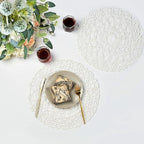 IcosaMro Round Woven Placemats Set of 12 for Dining Table, 15 Inches Paper Boho Decorative Circle Place Mats for Wedding Christmas Thanksgiving Day Holiday Dinner (White) - Image 4