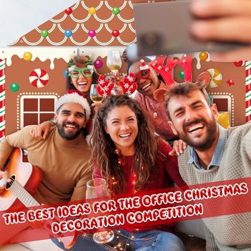 4 Pcs Christmas Gingerbread Door Decorations - Xmas Gingerbread House Backdrop Hanging Banner Porch Sign for Home Holiday Classroom Office Party Decor - Image 6