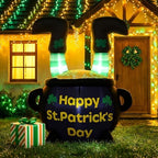 Glooglitter 4 ft St Patrick's Day Inflatables Outdoor Decorations Leprechaun Feet in Cauldron Pot Inflatable Outdoor Decor with LED Lights Blow up Lighted for Party Holiday Yard Garden Decor - Image 4