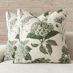 Foindtower Set of 2 Linen Floral Throw Pillow Covers Neutral Vintage Print Decorative Cozy Cushion Covers Farmhouse Boho Home Decor for Sofa Chair Couch Bedroom Living Room,22×22 Inch,Dark Green by Foindtower