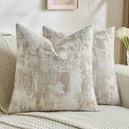 FUTEI Pack of 2 Faux Cashmere Throw Pillow Covers 22x22 Inch, Khaki White by FUTEI