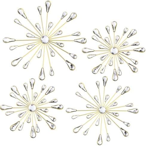 Hicarer 4 Pcs Starburst Wall Decor, Bling Metal Wall Art, Gold - Image 2