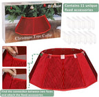 Blissun Christmas Tree Collar, Velvet Foldable Christmas Tree Ring with Silver Dotted line, Christmas Tree Skirt for Artificial Christmas Trees Decoration, Red - Image 4