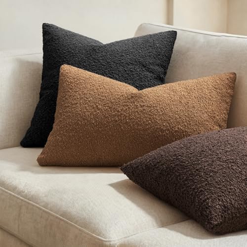 MIULEE 20x20 Decorative Boucle Couch Pillow Covers Black - Image 3