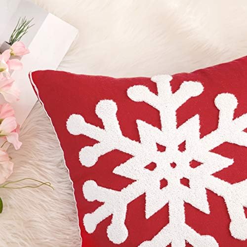MIULEE Christmas Throw Pillow Covers Red Decorative Snowflake 16x16 - Image 2