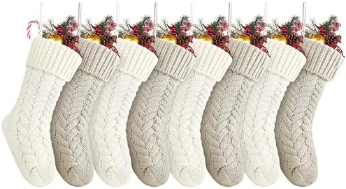 Fesciory 18 Inch Christmas Stockings, 8 Pack Large Cable Knit Xmas Decor by Fesciory