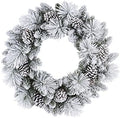 Puleo International 32" Flocked Berkshire Artificial Spruce Wreath 84 Tips 8pc. Pine Cones by PuleoInternational