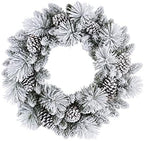 Puleo International 32" Flocked Berkshire Artificial Spruce Wreath 84 Tips 8pc. Pine Cones by PuleoInternational