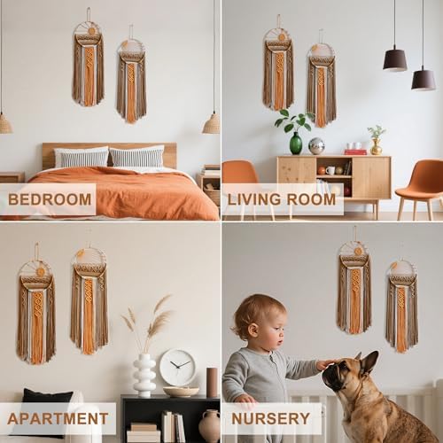 Artilady 2 Pack Macrame Hanging Tapestry Sun Wall Decor, Boho Dream Catcher - Image 5