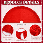 84'' Ruffled Velvet Christmas Tree Skirt Vintage Xmas Decor, Red - Image 2
