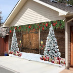 7x16ft Christmas Garage Door Decorations Christmas Barn Xmas Tree Christmas Ball Snowflake Garage Backdrop for Xmas Eve Holiday Outdoor Wall Decor Winter Holiday Background Sign for Garage Door - Image 4