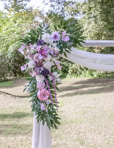 Lisuun Artificial Wedding Arch Flowers, 2 Large Floral Swags - Image 3