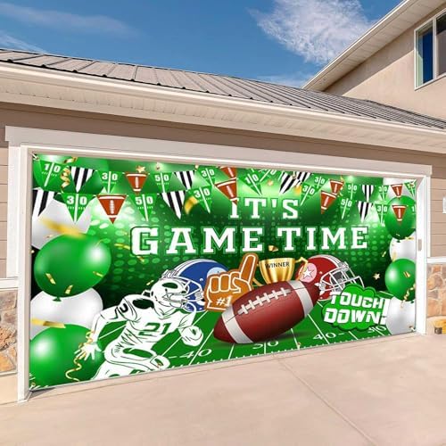 Football Garage Door Cover Banner Decorations, Game Day Football Field Themed Outdoor Car Garage Door Murals Buddy Decorations 13 X 6 Ft - Image 4