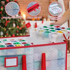 Portable Waterproof Christmas Decoration Ball Storage Box - Stores 128 Ornaments, 3-inch Balls, 8 Independent Layered Trays, Foldable for Easy Access - Image 5