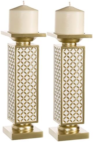 Creative Scents Schonwerk Diamond Lattice Pillar Candle Holders, Set of 2 Centerpiece Table Decorations Home Decor for Dining/Living Room - Image 7