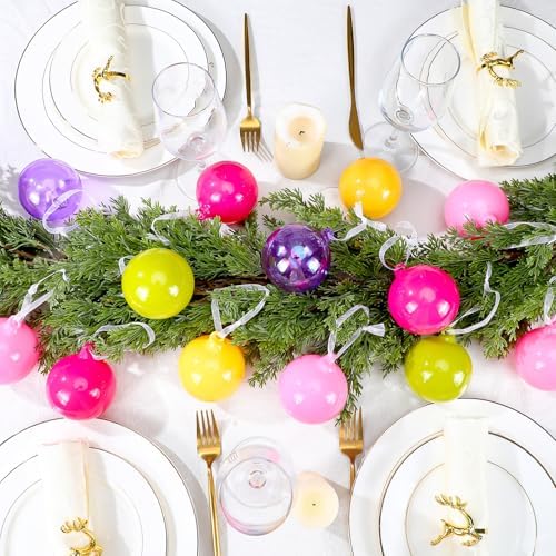 FoldTier 9pcs 3" Colorful Glass Ball Christmas Tree Ornament, Pink Color - Image 3