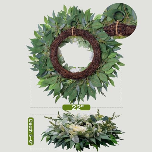 20" Spring Summer Wreath for Front Door Year-Round - Image 6