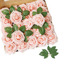 AmyHomie Blush Pink Rose 100pcs Real Looking Artificial Flowers w/Stem by AmyHomie