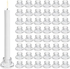48 Pcs Glass Taper Candle Holders, Clear Candlestick Holders Short Tapered Candle Holder Set, Candle Stick Holder Decor for Table Centerpiece Wedding Party Advent Christmas Home Decorations by Unknown