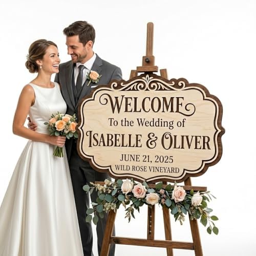 Personalized Romantic Manor Wedding Welcome Sign - Custom 3D Wood Ceremony Entrance & Reception Board for Luxury Mansion, Chapel or Vineyard Venue - Multiple Sizes - Image 5