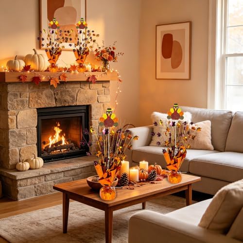 Thanksgiving Turkey Centerpiece Maple Leaves Fall Table Decoration - Image 5