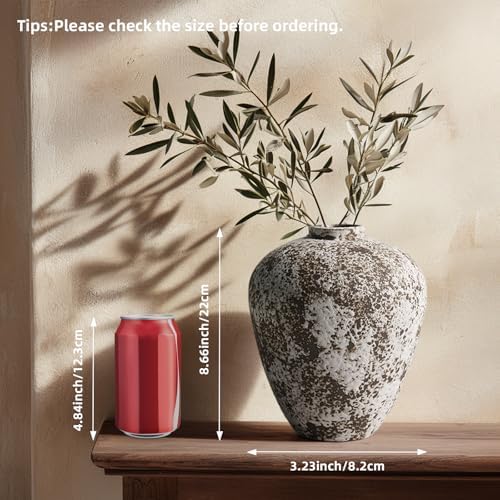 DIF DECO Ceramic Vase,Flower Vases Home Decor,Rustic Vintage Decorative Boho Vase for Centerpiece Table,Room,Bathroom,Wall,Bedroom,Living Room,Kitchen,Office Decorations,8.66 inch Retro Snowflakes - Image 2