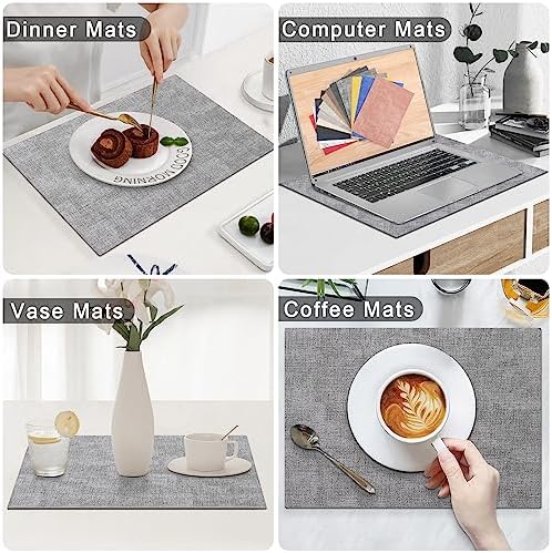 Homaxy PU Faux Leather Placemats for Dining Table, Set of 8, Light Grey - Image 6