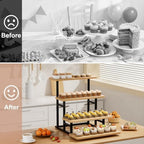 Cupcake Stand for 50 Cupcakes 4 Tiered Tray Stand for Food Cookie Wooden Dessert Display Risers for Party Wedding Buffet Stepped Risers Display Stands for Vendor Farmers Market Display, Oak - Image 5