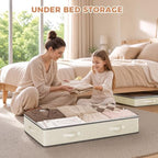 Budding Joy 4 Pack Under Bed Storage Containers with Clear Lids, Beige - Image 2