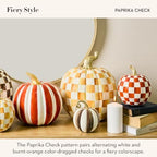 MACKENZIE-CHILDS Resin Pumpkin, Mini, Dark-Red-and-White Paprika Check - Image 3